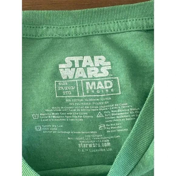 Star Wars "I'm All Ears" Graphic T Shirt Adult Size 2x Short Sleeve Green - Picture 4 of 4